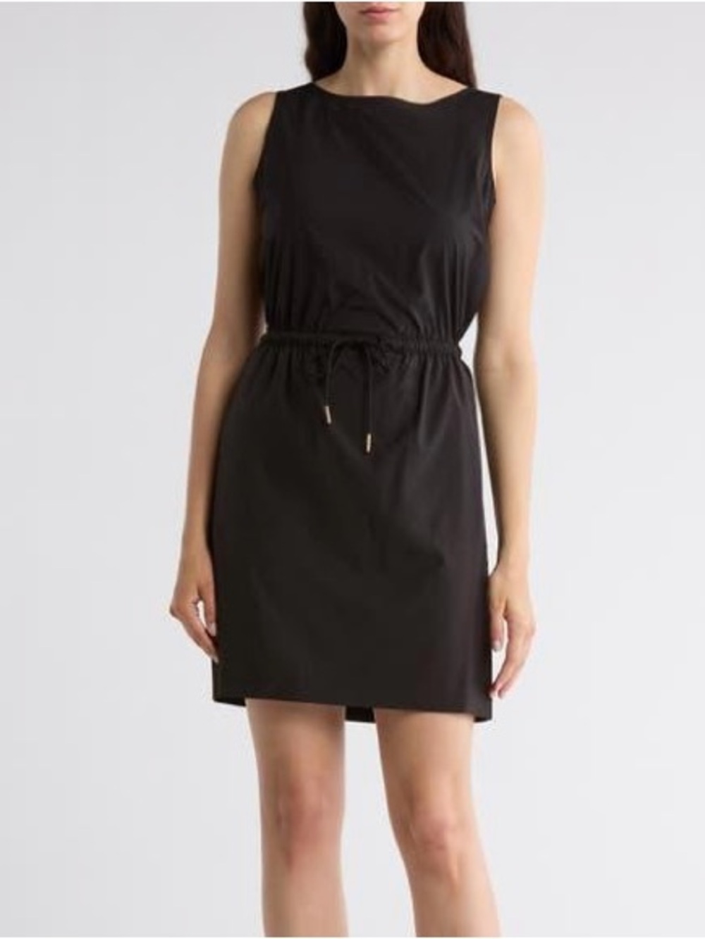 Calvin Klein Commuter Sleeveless Drawstring Waist Sheath Dress